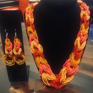 Beautiful braided necklace and earring set